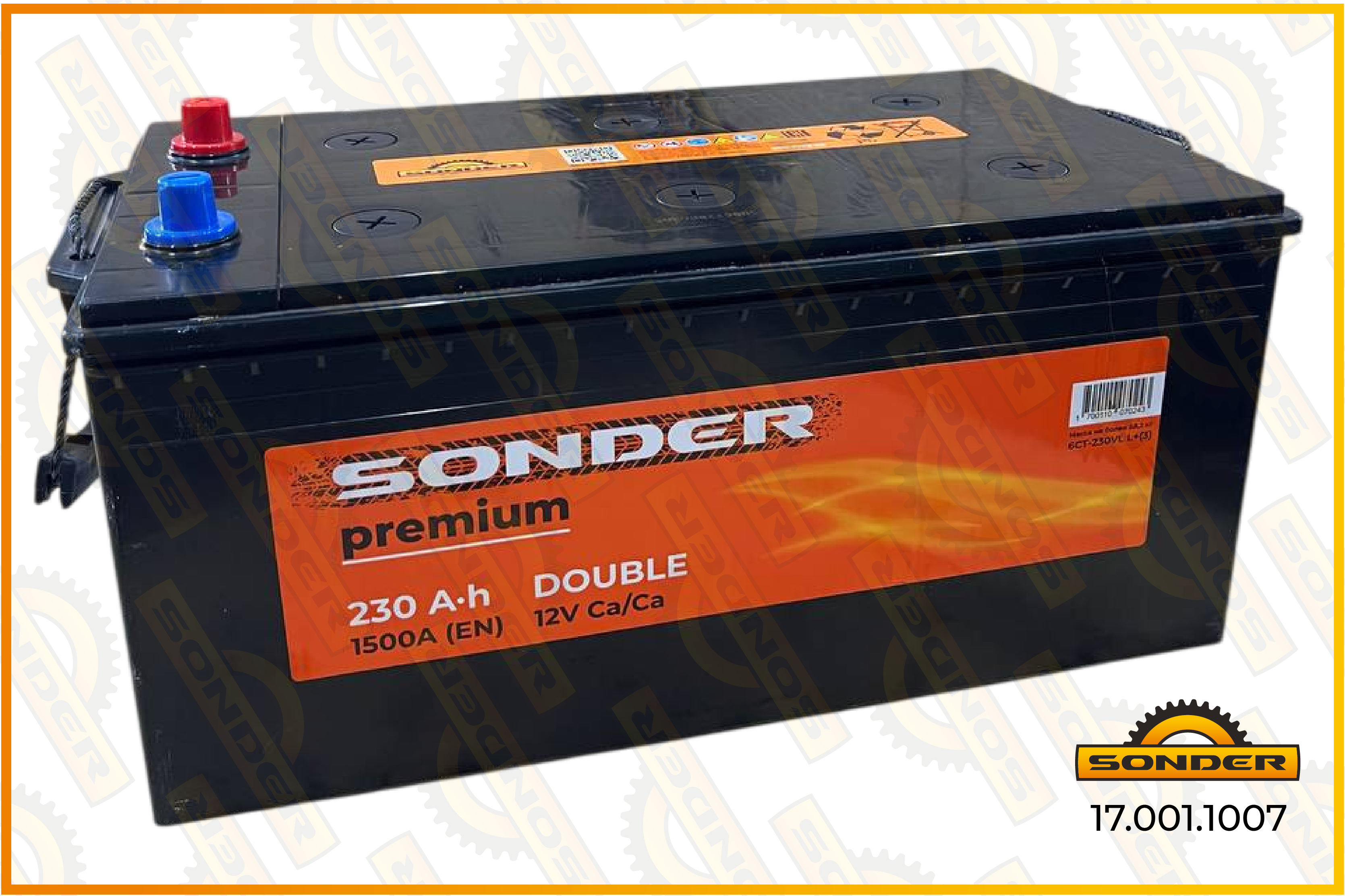 АКБ Sonder Premium 230Ah 1500А + слева 518x276x242 DOUBLE (крышки утоплены в корпус) 17.001.1007