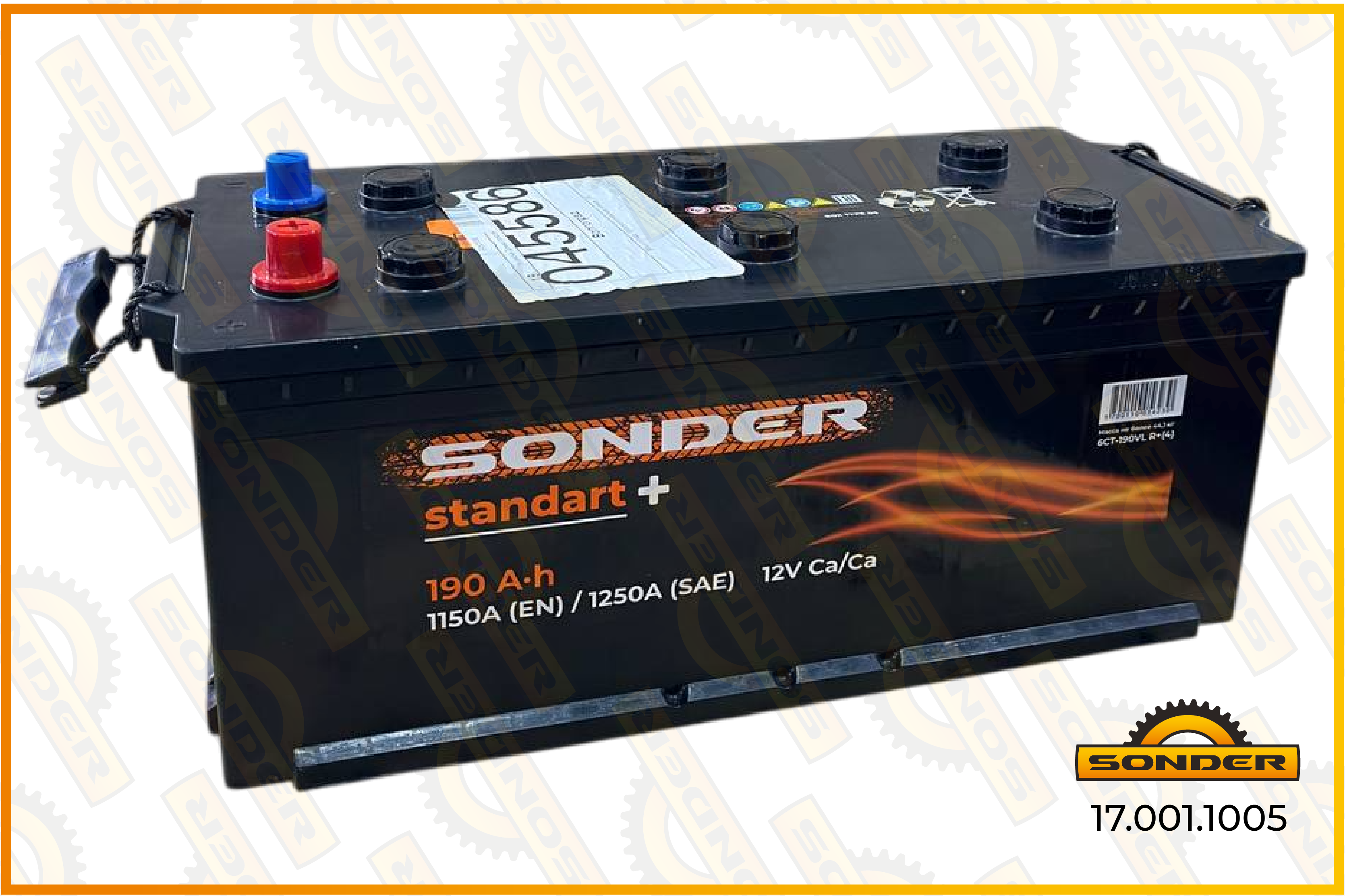 АКБ Sonder Standart+ 190Ah 1150А + справа 510x218x225 D5 (борт) 17.001.1005