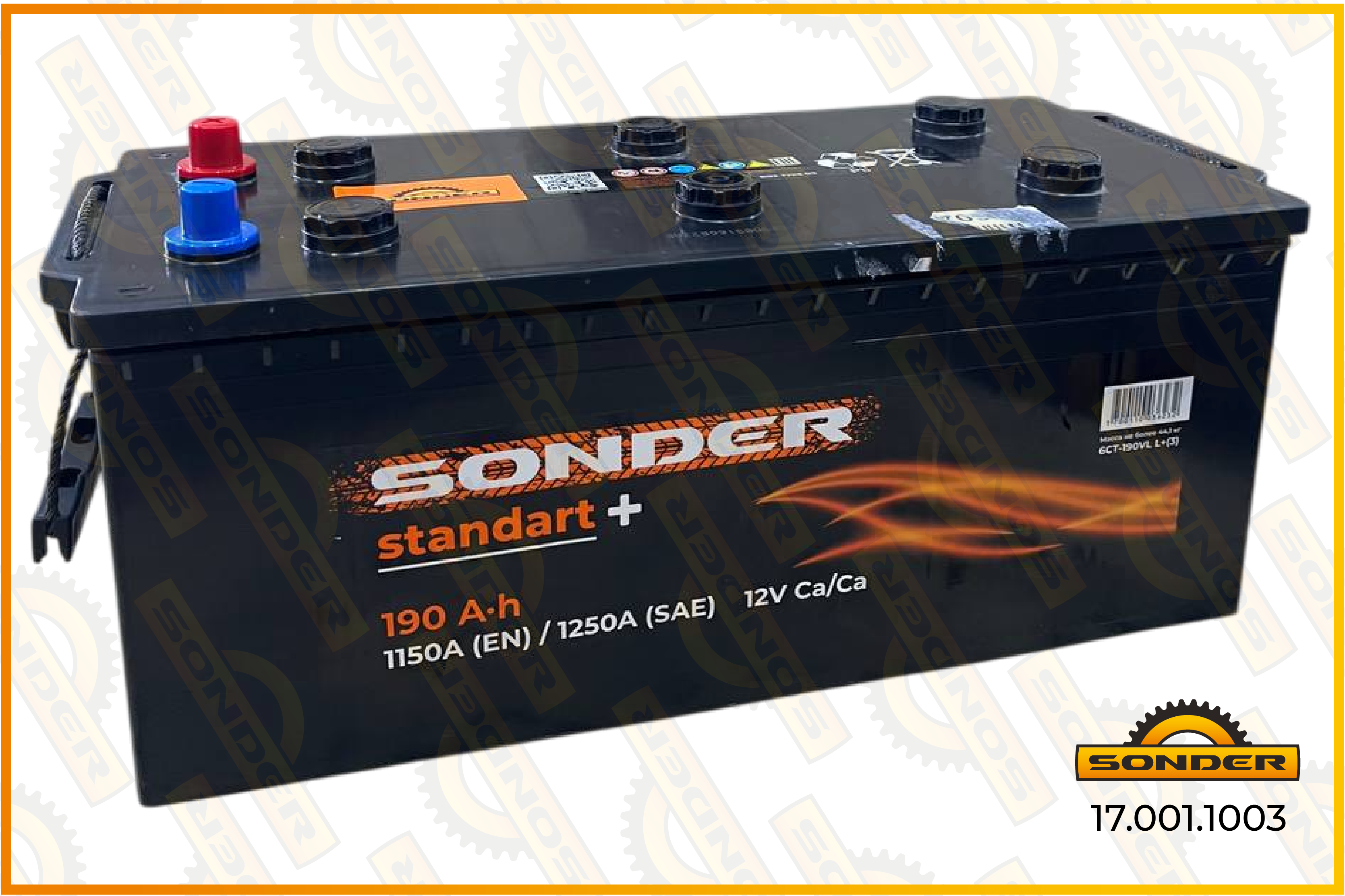 АКБ Sonder Standart+ 190Ah 1150А + слева 510x218x225 17.001.1003