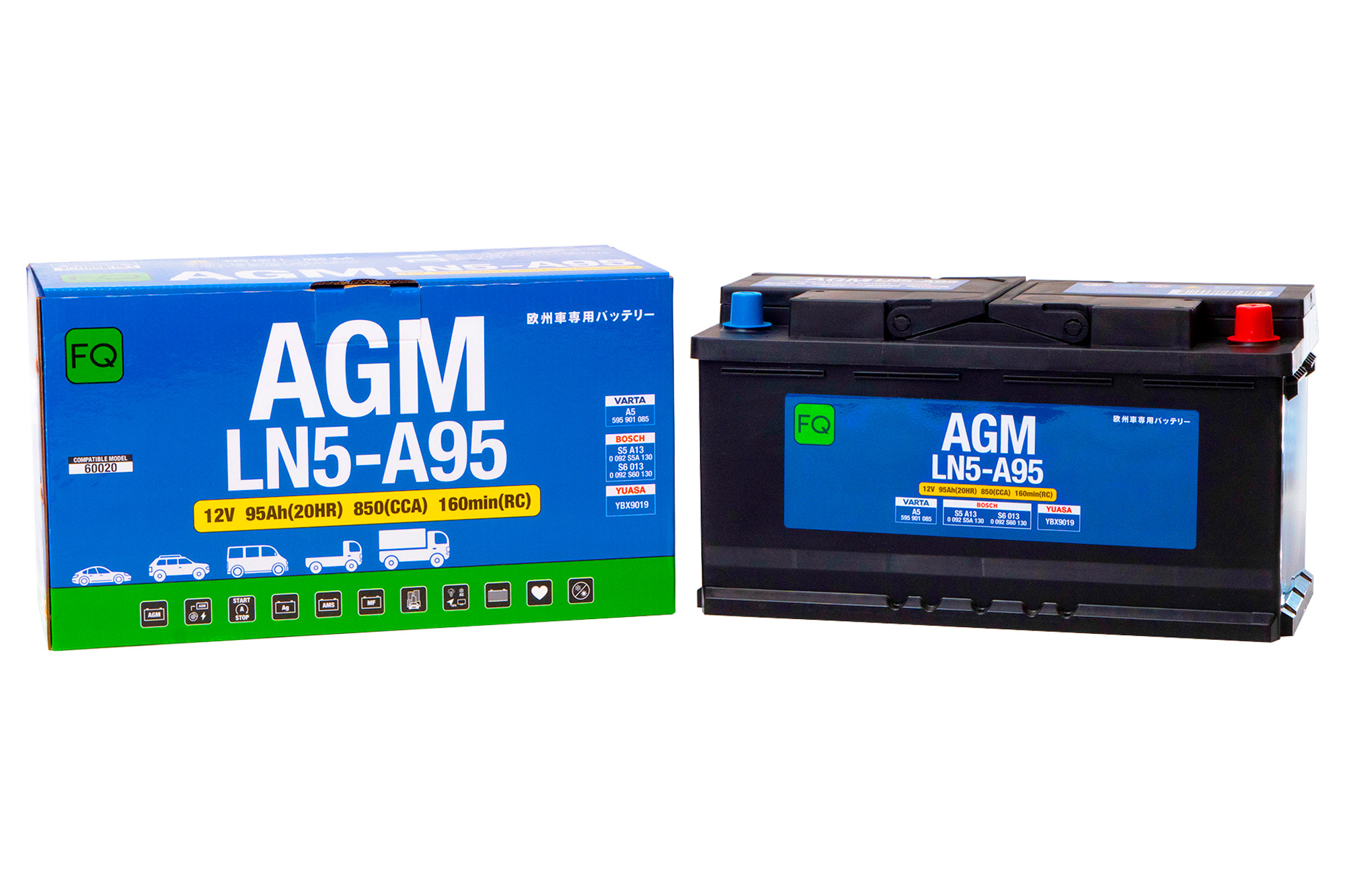 АКБ FQ DIN AGM LN5-A95 95Ah/850A 353x175x190/190 мм LN5A95