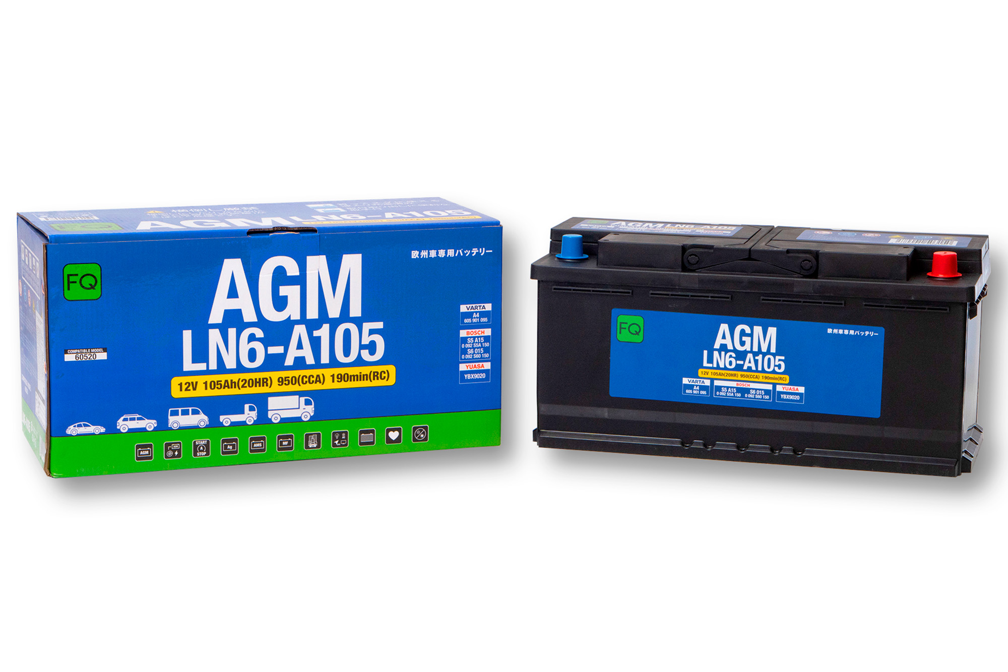 АКБ FQ DIN AGM LN6-A105 105Ah/950A 394x175x190/190 мм LN6A105