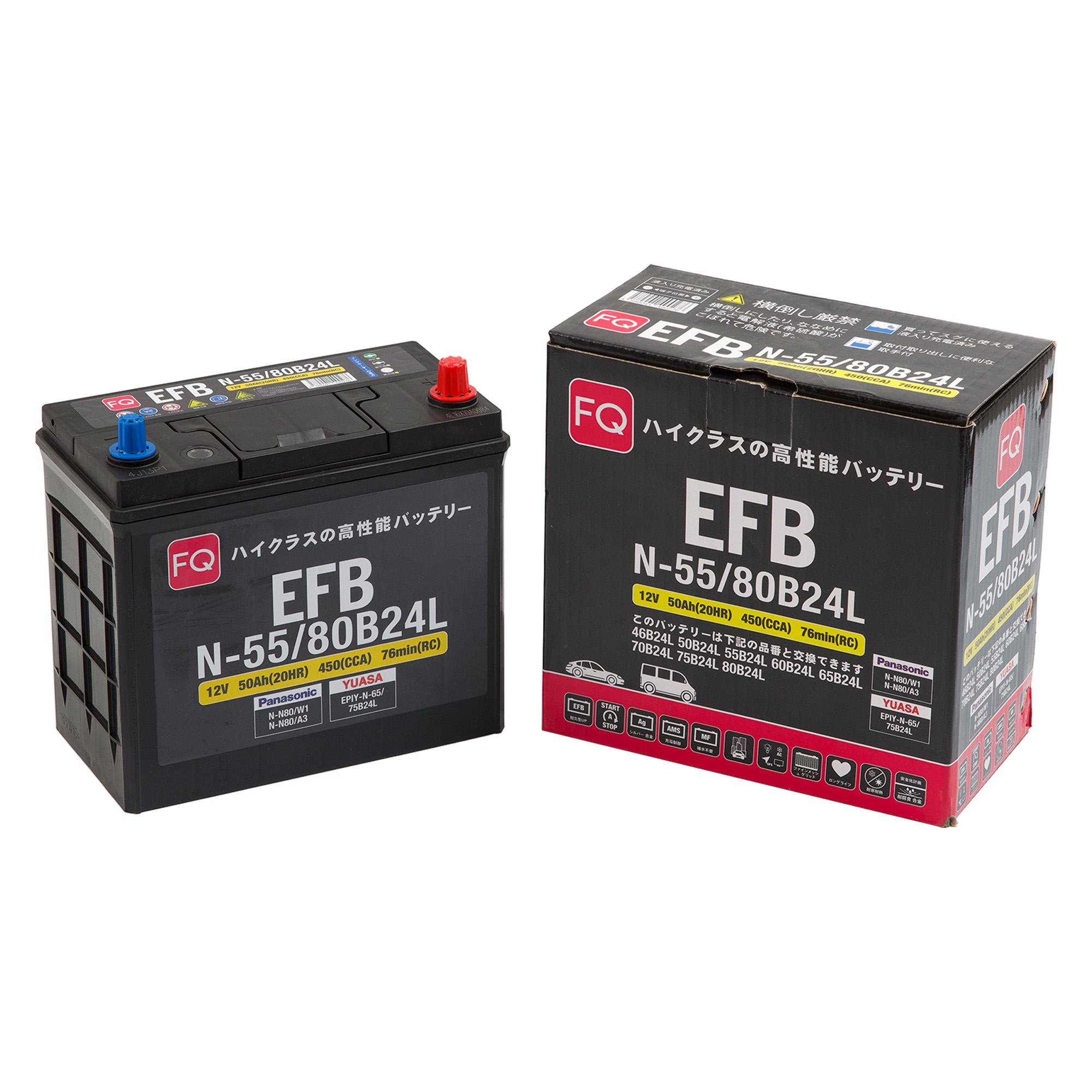 АКБ FQ COSMO JIS EFB N-55/80B24L 50Ah/450А 237x128x202/222 мм 00000004256