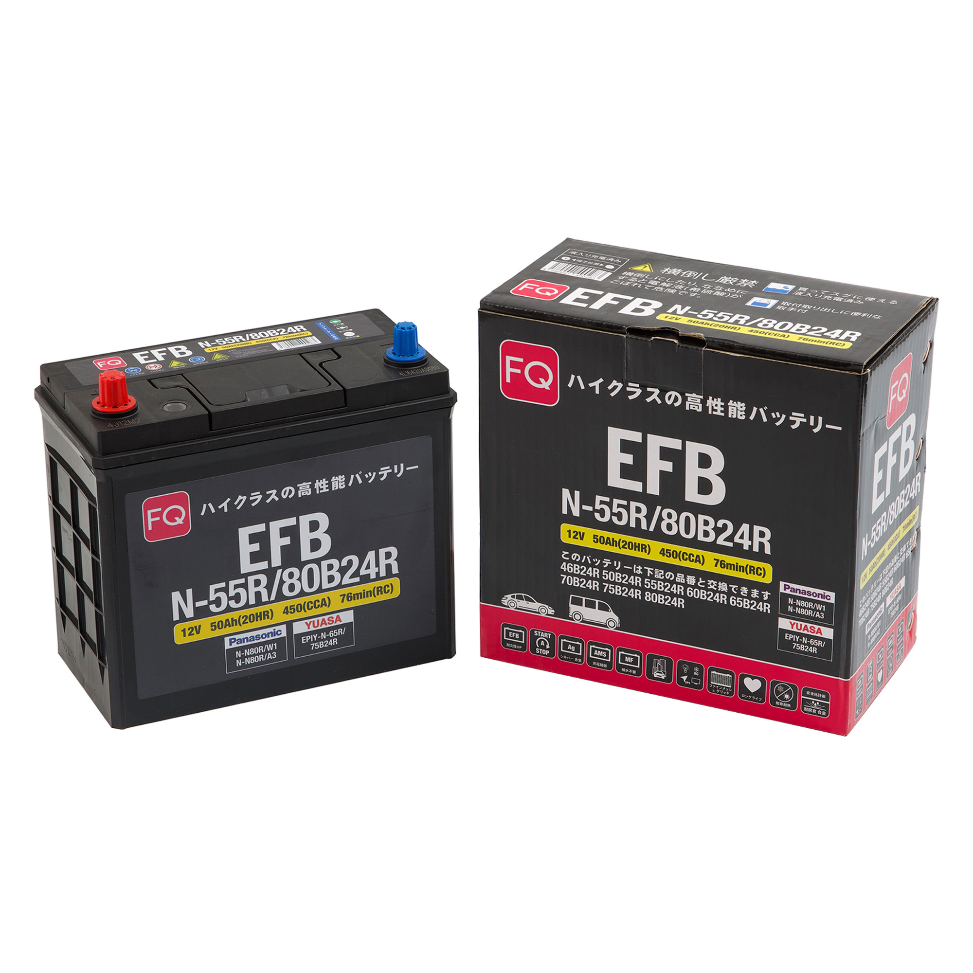 АКБ FQ COSMO JIS EFB N-55R/80B24R 50Ah/450А 237x128x202/222 мм 00000004257