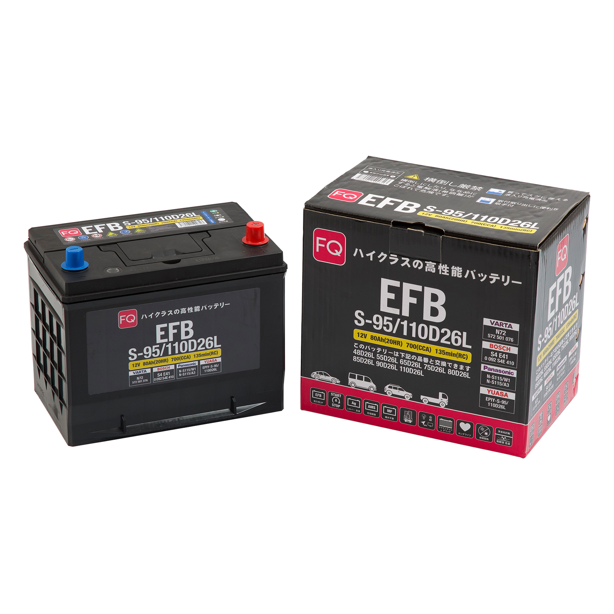 АКБ FQ COSMO JIS EFB S-95/110D26L 80Ah/700А 260x172x200/221 мм 00000004260