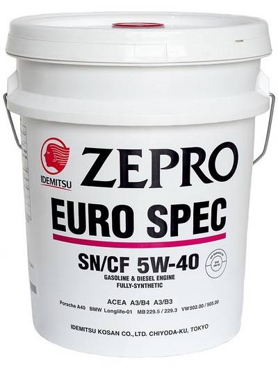 Моторное масло Idemitsu ZEPRO EURO SPEC 5W-40 API SN/CF (20л) 1849-020