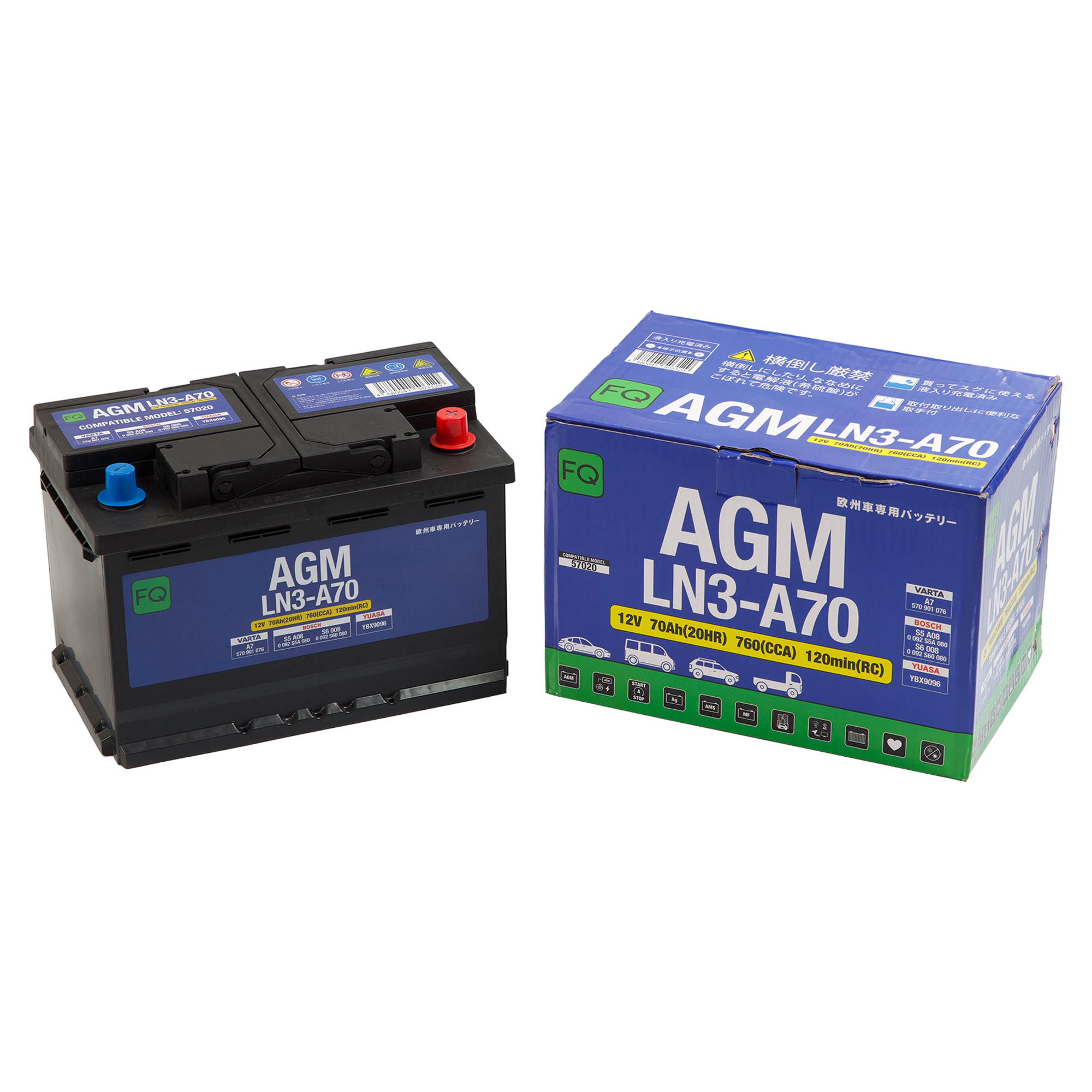 АКБ FQ DIN EURO AGM LN3-A70 70Ah/760A 278x175x190/190 мм LN3A70
