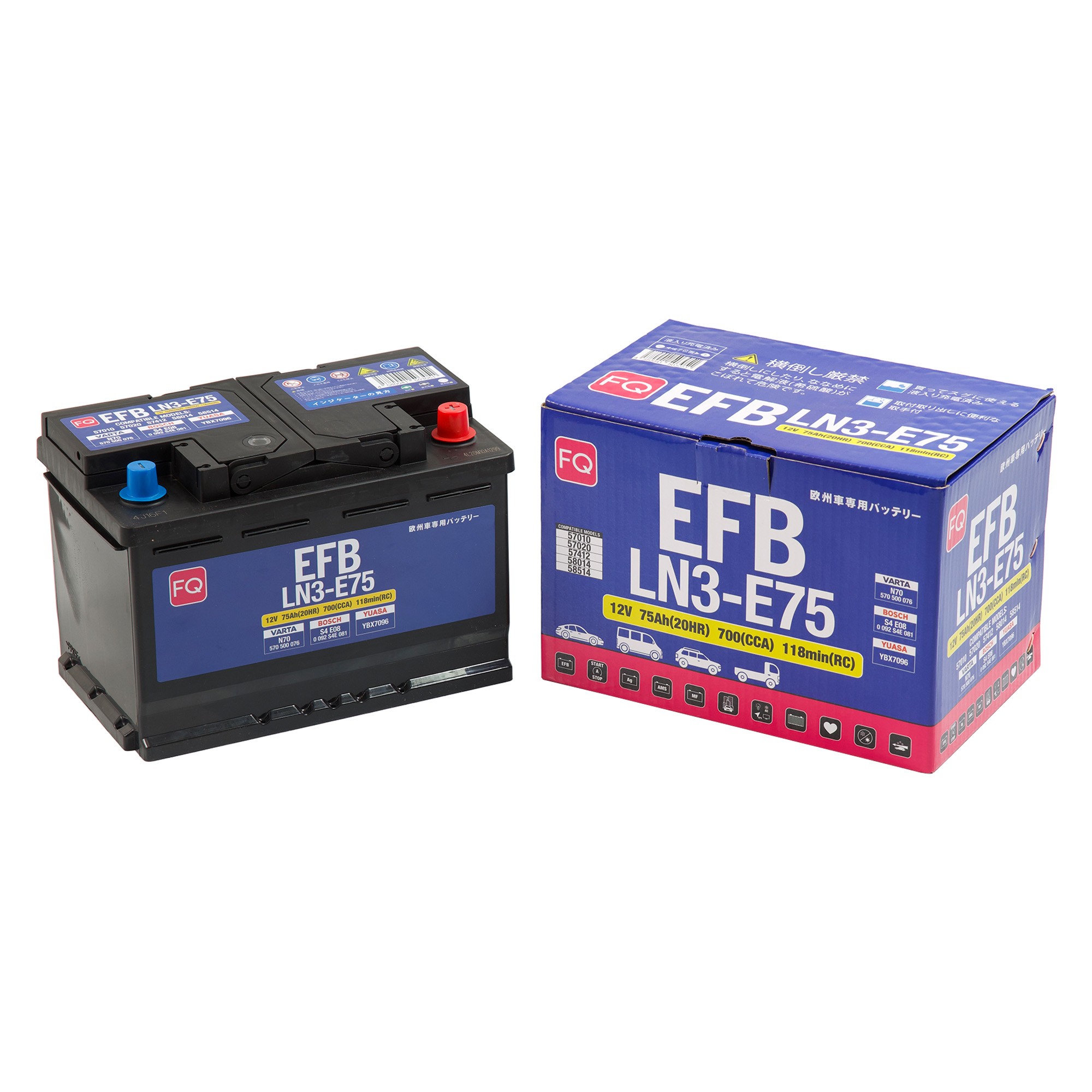 АКБ FQ DIN EURO EFB LN3-E75 75Ah/700A 278x175x190/190 мм 00000007933