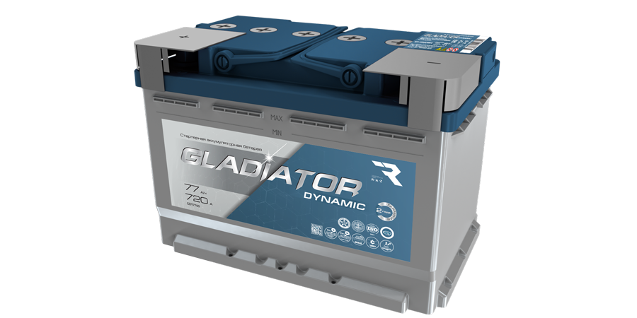 АКБ GLADIATOR dynamic 6CT-77R(1) 77Ач 720А 276х175х190