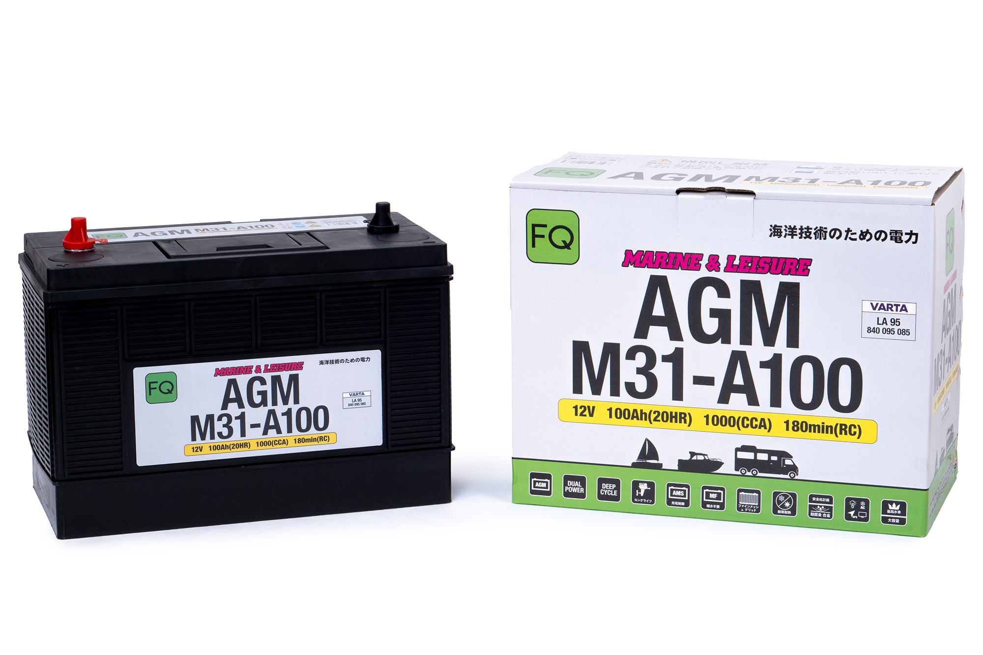АКБ FQ MARINE &amp; LEISURE AGM M31-A100 100Ah 1000A 330x173x218/234 мм M31A100