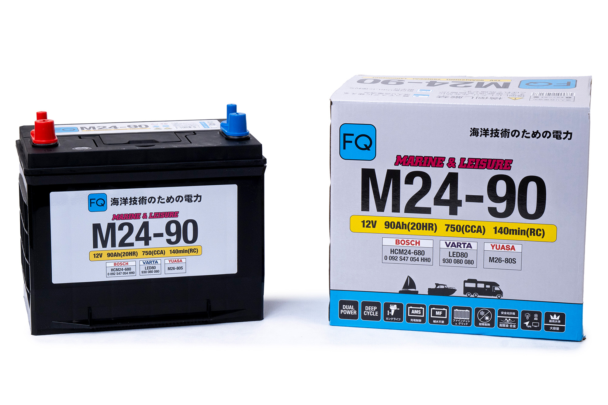 АКБ FQ MARINE & LEISURE M24-90 90Ah 750A 260x172x200/227 мм M2490