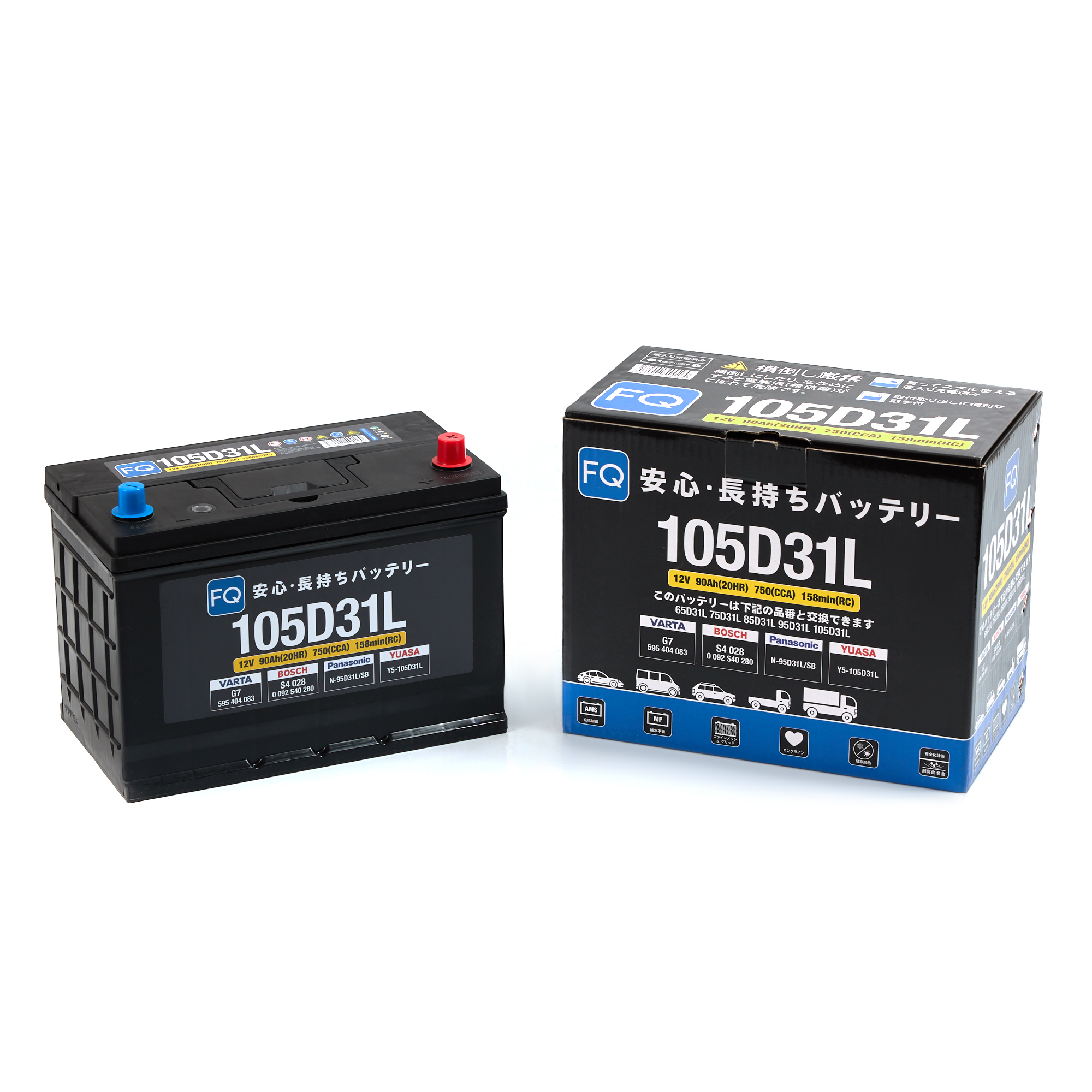 АКБ FQ JIS BLUE ENERGY 105D31L 90Ah/750A 305x171x205/226 мм 00000004202