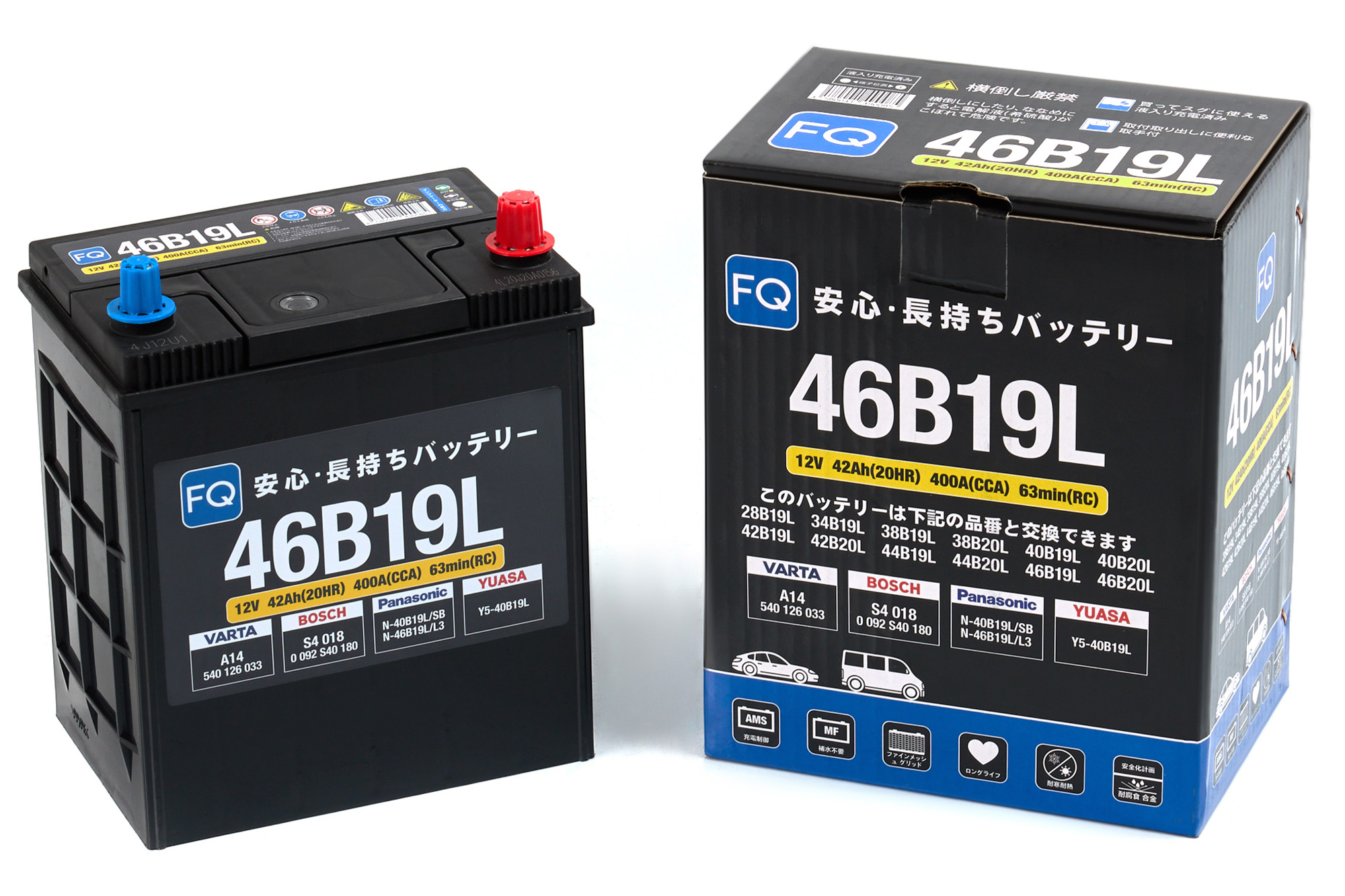 АКБ FQ JIS BLUE ENERGY 46B19L 42Ah/400A 187x127x202/225 мм 00000004194