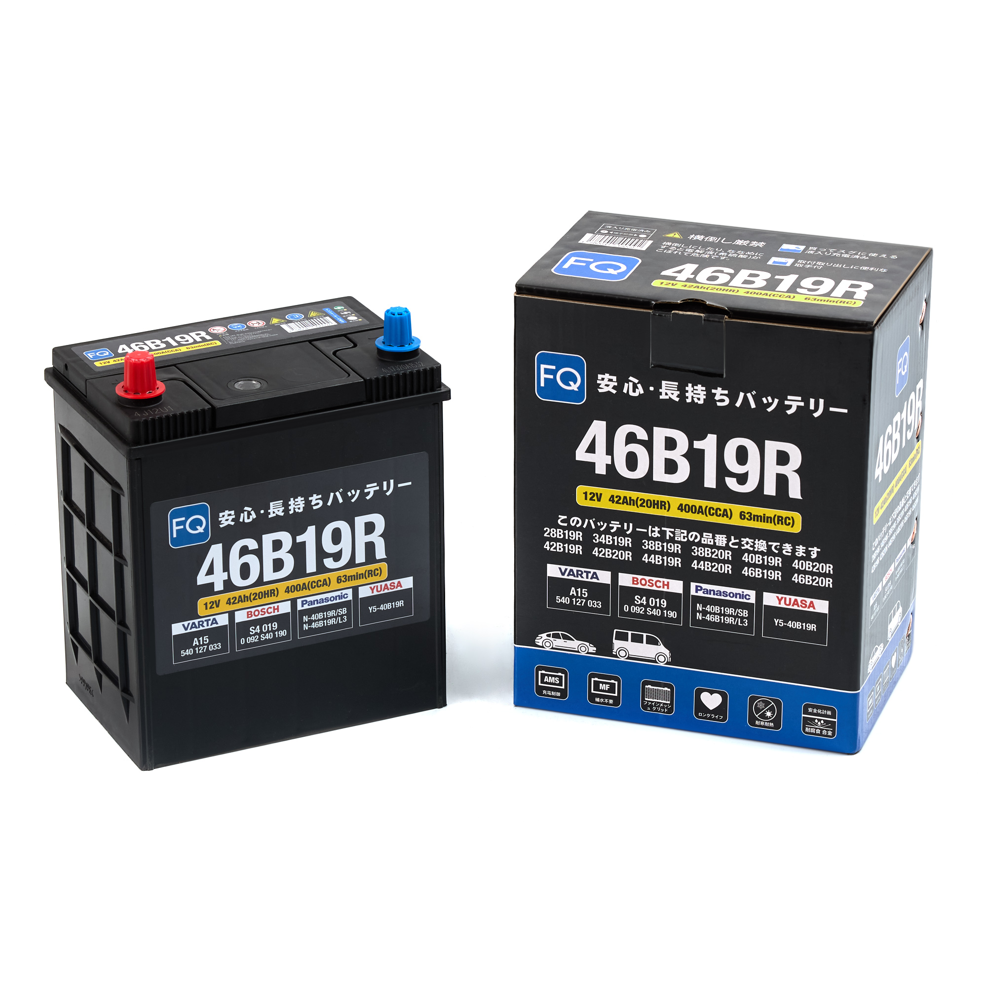 АКБ FQ JIS BLUE ENERGY 46B19R 42Ah/400A 187x127x202/225 мм 00000004195