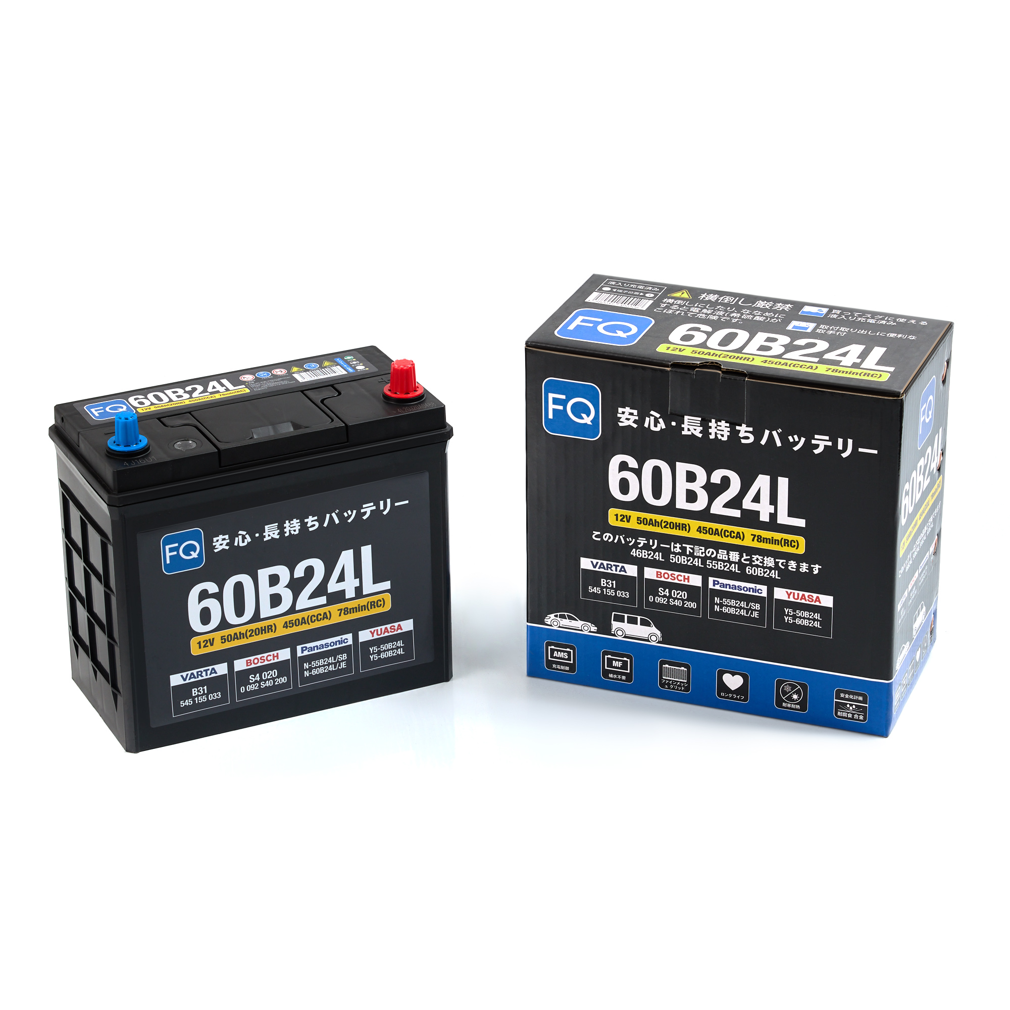 АКБ FQ JIS BLUE ENERGY 60B24L 50Ah/450A 237x128x200/222 мм 00000004196