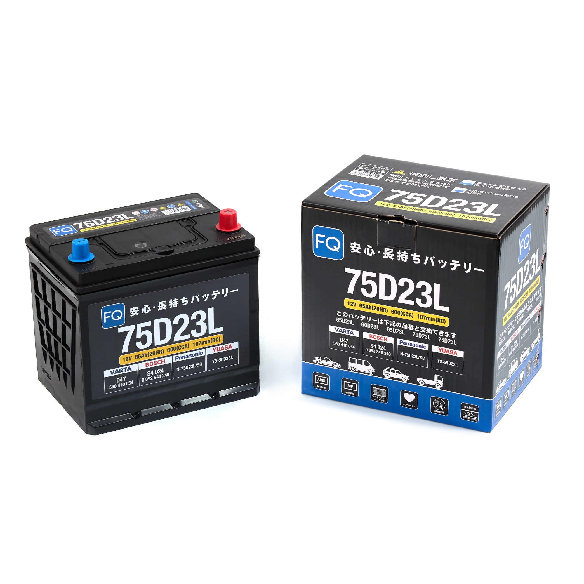 АКБ FQ JIS BLUE ENERGY 75D23L 65Аh/600A 229x175x202/223 мм 00000008019