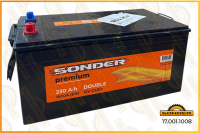 АКБ Sonder  Premium 230Ah 1500А + справа 518x276x242 DOUBLE (крышки утоплены в корпус) 17.001.1008 