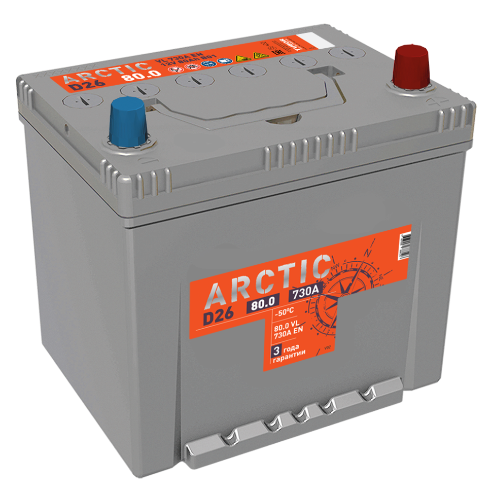 АКБ Titan ARCTIC ASIA 6 СТ- 80.0 L (D26) 80Ah/730A 258х175х223
