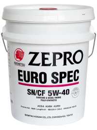Моторное масло Idemitsu ZEPRO EURO SPEC 5W-40 API SN/CF (20л) 1849-020 
