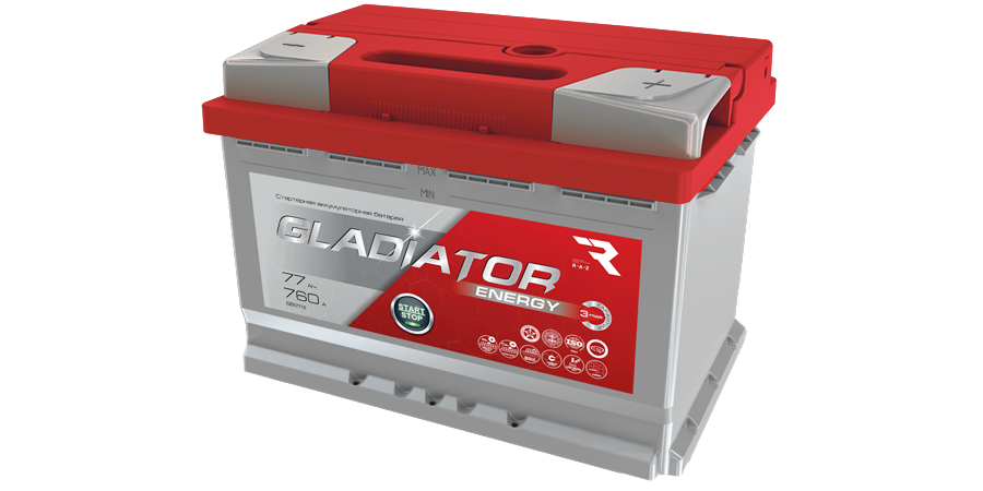 АКБ GLADIATOR Energy 6CT-77L(0) 77Ач 720А 276х175х190