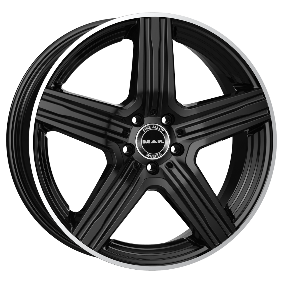 MAK Lewis 8x18 5*112 Et:50 Dia:66,6 Gloss Black Mirror Ring 